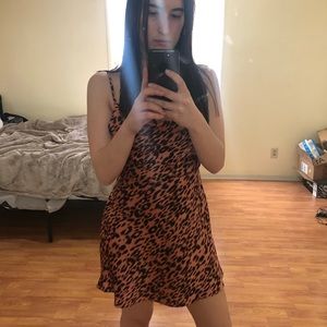 Pink Leopard Cowl Neck Mini Dress